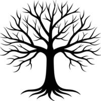 Silhouette Tree Bare Branches, Trunk, Roots vector