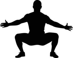 Man Doing Deep Squat Exercise Silhouette vector