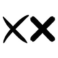 Grunge Texture Two Distressed Brush Stroke Cross Shapes on White Background vector