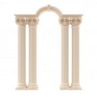 Ornate classical archway featuring fluted columns with decorative capitals, standing against transparent background, highlighting architectural elegance png