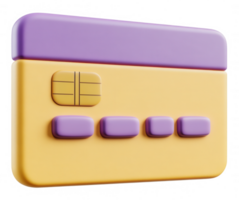 3d icon credit with card for and orange colors on a transparent background, ideal purple projects related to online shopping and finance png