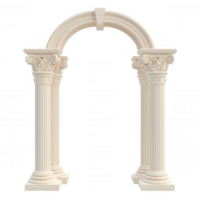 Ornate classical archway featuring fluted composite order columns with decorative capitals, standing against transparent background, highlighting architectural elegance png