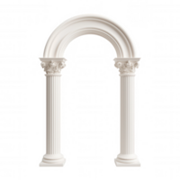 Ornate classical arch featuring fluted composite order columns with decorative capitals, standing against transparent background, highlighting architectural elegance png