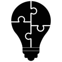 Lightbulb puzzle, solution icon, connection game concept vector