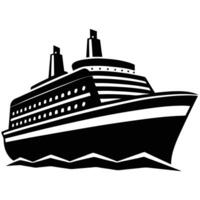Silhouette of a Cruise Ship with Waves vector