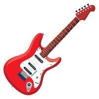 Red and White Electric Guitar with Strings isolated on a Clean White Background vector