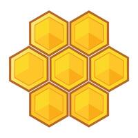 Honeycomb on White, Geometric Golden Cells Arrangement Design, Isolated vector