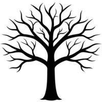 Silhouette Tree with Branches Isolated on White Background Bare Tree Silhouette vector