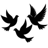 Three Birds Flying Silhouette Wings Open in Flight vector