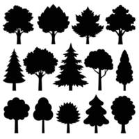Assorted Trees Silhouettes Collection With Different Shapes Isolated on White vector
