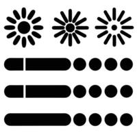 Black Loading Icon Symbols, Progress Bars with Circles vector