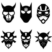 Set of Six Masks with Horns and Geometric Shapes vector
