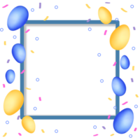 A square frame with confetti and balloons png