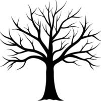 Black tree silhouette with detailed branches isolated vector