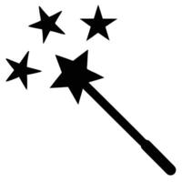 Black magic wand with stars, isolated design element vector
