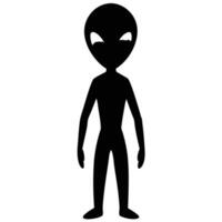 Silhouette of Standing Alien Creature with Large Head and Oval Eyes vector