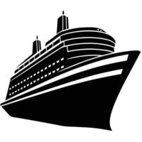 Isolated Cruise Ship Icon with Windows and Chimneys in Black on White Backdrop vector