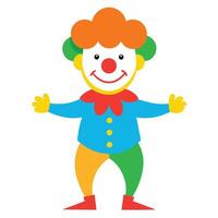 Joyful Jester Cheerful Clown with Open Arms, Colorful Costume, White Background vector