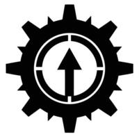 Black Cogwheel with Upward Arrow and Circular vector