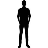 Full Body Silhouette Portrait of Relaxed Adult Man with Hands in Pockets vector