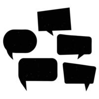 Set of Grunge Black Speech Bubbles Isolated on White Background. Conversation Marks vector