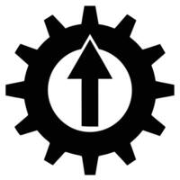 Black Gear Up Arrow Symbol, Directional Guidance, Technological Ascent vector