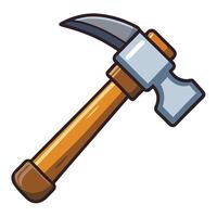 Cartoon Style Claw Hammer with Wooden Handle Isolated on White Background vector