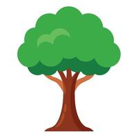 Simple Tree With Round Green Foliage and Brown Trunk Isolated vector