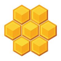 Isolated Seven Golden Yellow Hexagonal Cells on a White Background Design vector