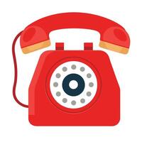 Isolated Red Rotary Phone with Cord and White Buttons on a White Background vector