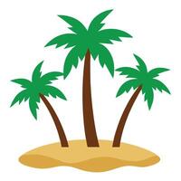 Palm Trees on Island, Tropical Tree, Isolated Tree on Transparent Background vector