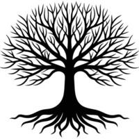 Silhouette Black Tree of Life with Roots and Branches vector