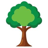 Stylized Tree with Round Green Leaves and Brown Trunk Isolated on White vector