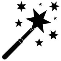 Magic wand dispersing stars, abstract fairytale tool vector