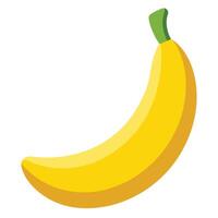 Single Yellow Banana with Green Stem on Transparent Background, Tropical Fruit vector