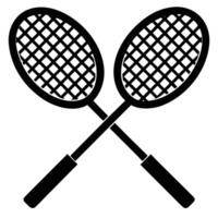 Crossed Badminton Rackets Silhouette with Netting Detail on White Background vector