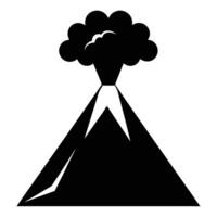 Stylized Volcano Eruption with Lava Flow in Black Silhouette vector