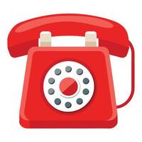 Red Rotary Telephone Isolated on White Background, Retro Analog Phone Icon vector