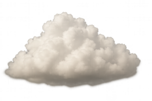 Hyperrealistic white cloud floating on transparent background png