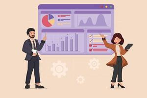 Business Team Presenting Growth and Analytics of Data Presentation and Strategy. vector