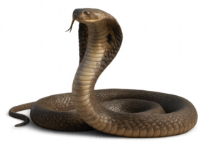 Hyperrealistic cobra snake spreading its hood on transparent background png