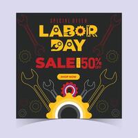Labor Day Sale Web Banner Template Bold Abstract Design Honoring Workers vector