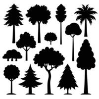 Assorted Trees Silhouette, Various Tree Types, Isolated Nature Elements, Tree shapes vector