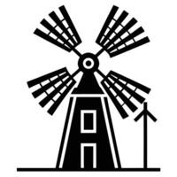 Isolated Black Windmill Icon Silhouette Rotating with Rectangular Outline Design vector