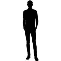 Silhouette of Man Standing with Hands in Pockets vector