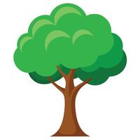 Cartoonish Green Tree with Rounded Canopy and Brown Trunk on White Background vector