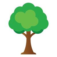 Cartoon Green Tree with Brown Trunk Isolated on White Background, Flat Design vector