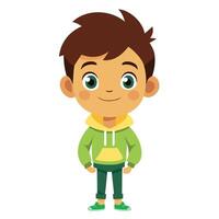 Animated Boy Cartoon Character Standing with a Smiling Expression vector