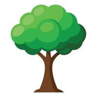Cartoon Tree with Green Foliage and Brown Trunk on a White Isolated Background vector