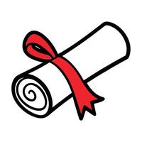 Diploma Scroll Paper Tied with Red Ribbon vector